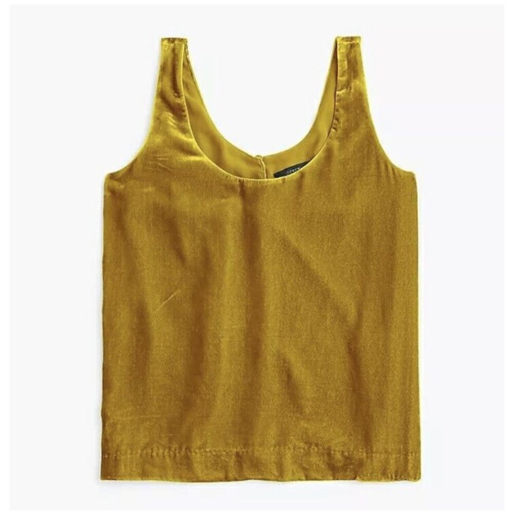 J. CREW Vintage Gold Luxe Velvet Shell Top Size 0 XS Holiday Fancy Mustard